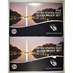 2017 & 2018 US MINT SILVER PROOF SETS