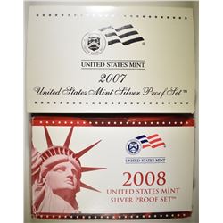 2007 & 2008 US MINT SILVER PROOF SETS