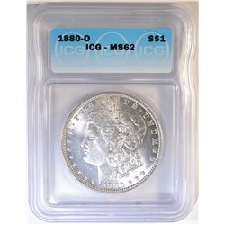 1880-O MORGAN DOLLAR   ICG MS-62
