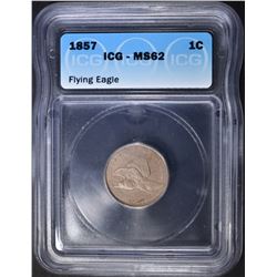 1857 FLYING EAGLE CENT  ICG MS-62