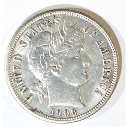 1906 BARBER DIME  CH BU