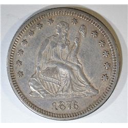 1876 SEATED LIBERTY QUARTER  UNC  OLD CLEANING