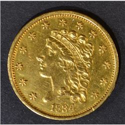 1834 $2.5 GOLD LIBERTY  BU  OLD CLEANING