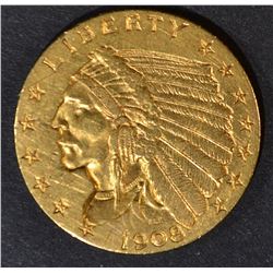 1908 $2.5 GOLD INDIAN  BU