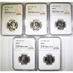 5- 1965 SMS WASHINGTON QUARTERS NGC MS-67