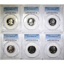 6 1972-S WASHINGTON QUARTERS PCGS PR-68 CAM
