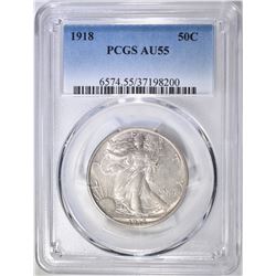 1918 WALKING LIBERTY HALF DOLLAR  PCGS AU-55