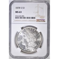 1878-S MORGAN DOLLAR, NGC MS-63
