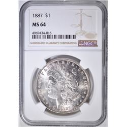 1887 MORGAN DOLLAR, NGC MS-64