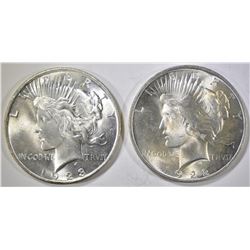 1922 & 23 PEACE DOLLARS CH BU