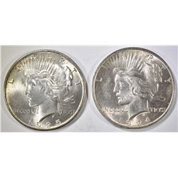 1924 & 25 PEACE DOLLARS BU
