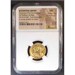 AD 613-641 BYZANTINE EMPIRE GOLD NGC MS