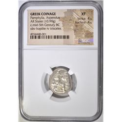 MID 5TH CENTURY BC PAMPHYLIA, ASPENDUS NGC XF