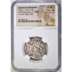 95-75 BC PHILIP I AR TETRADRACHM NGC CH XF