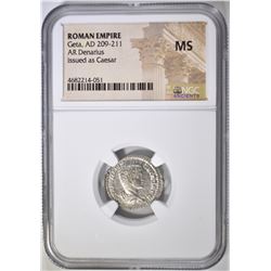 AD 209-211 GRETA AR DENARIUS NGC MS