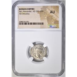 AD 222-235 SEV. ALEXANDER AR DENARIUS  NGC AU