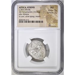 393-294 BC AR TETRADRACHM NGC AU