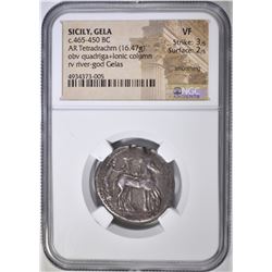 465-450 BC AR TETRADRACHM  NGC VF