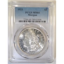 1921 MORGAN DOLLAR  PCGS MS-64