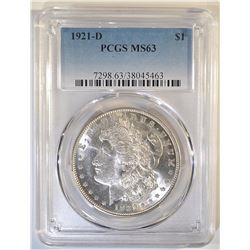 1921-D MORGAN DOLLAR  PCGS MS-63