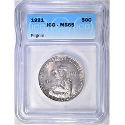 1921 PILGRIM COMMEM HALF DOLLAR  ICG MS-65