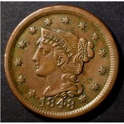 1848 LARGE CENT, AU+