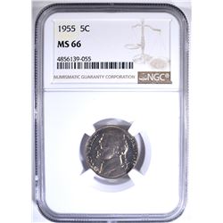 1955 JEFFERSON NICKEL NGC MS-66