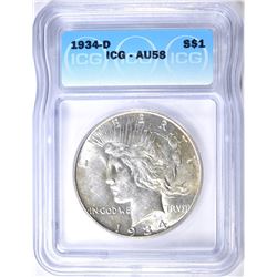 1934-D PEACE DOLLAR ICG AU-58