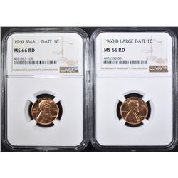 1960 SM DATE & 60-D LG DATE LINCOLNS NGC MS66RD