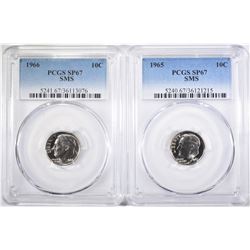 1965 & 1966 SMS ROOSEVELT DIMES, PCGS SP-67