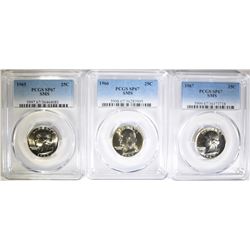 1965, 1966, & 1967 SMS QUARTERS, PCGS SP67