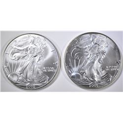 2001 & 2002 AMERICAN SILVER EAGLES
