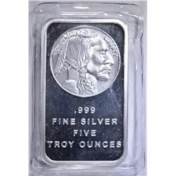 FIVE OUNCE .999 SILVER BAR "INDIAN/BUFFALO"