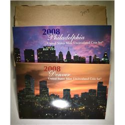 2-2008 U.S MINT UNC SETS ORIG PACKAGING