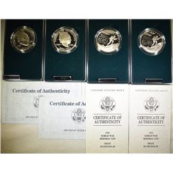 2-1990 IKE & 2-91 KOREAN WAR PROOF SILVER DOLLARS