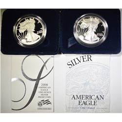 1996 & 2008 PROOF AMERICAN SILVER EAGLES