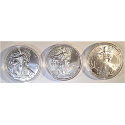 2004, 14, 18 BU AMERICAN SILVER EAGLES IN CAPSULES