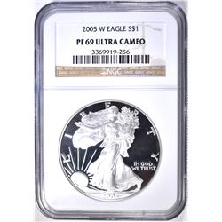 2005-W AMERICAN SILVER EAGLE NGC PF-69 ULTRA CAMEO