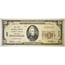 1929 $20 FIRST NATIONAL BANK OF SAINT PAUL, MN