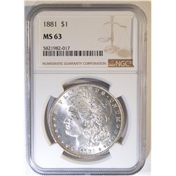 1881 MORGAN DOLLAR NGC MS-63
