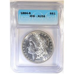 1884-S MORGAN DOLLAR ICG AU-58