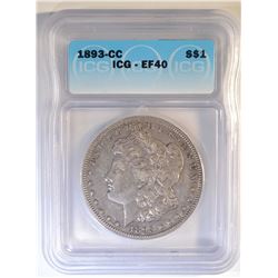 1893-CC MORGAN DOLLAR ICG EF-40