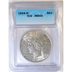 1934-D PEACE DOLLAR ICG MS-60