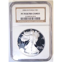 2004-W SILVER EAGLE NGC PF-70 ULTRA CAMEO