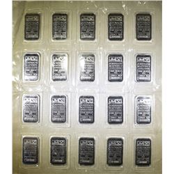 20-ONE OUNCE .999 SILVER JOHNSON MATTHEY BARS