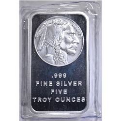 FIVE OUNCE .999 SILVER BAR "INDIAN/BUFFALO"