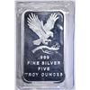 Image 1 : FIVE OUNCE .999 SILVER BAR "EAGLE"