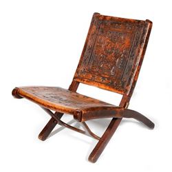 Peruvian wood and leather chair