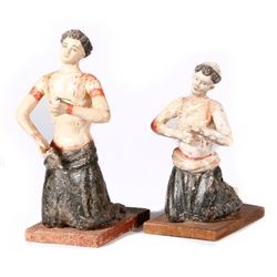 Two Spanish Colonial carvings of a male saint