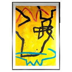 Abstract work on paper signed Welsh.